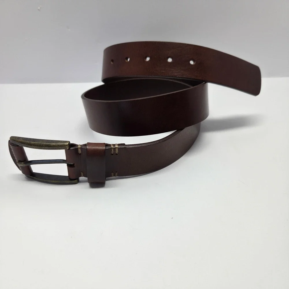 Mara Giordani Leather Belt 40/100 M/L Brown Handmade Italy Antique Brass Buckle